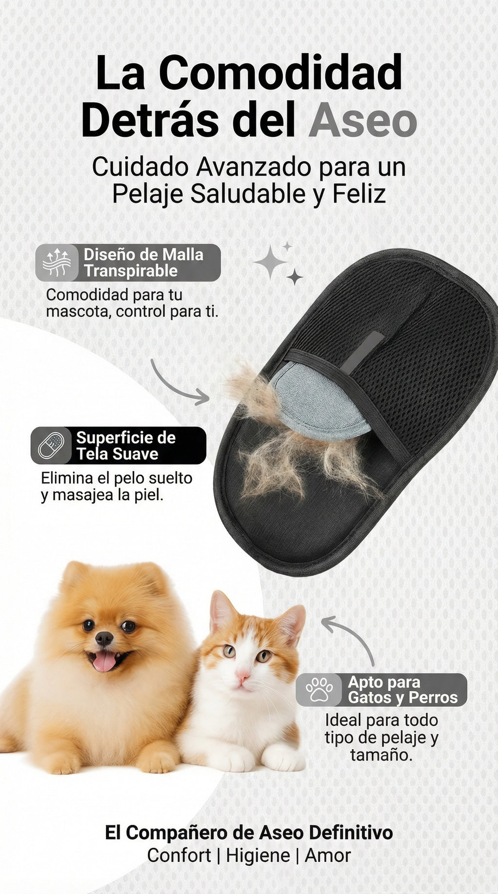 Guante Removedor de Pelo 2 en 1 - Negro