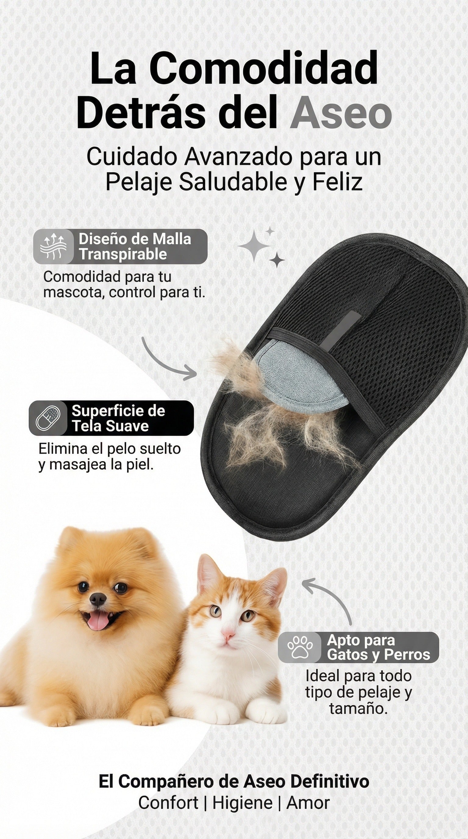 Guante Removedor de Pelo 2 en 1 - Negro