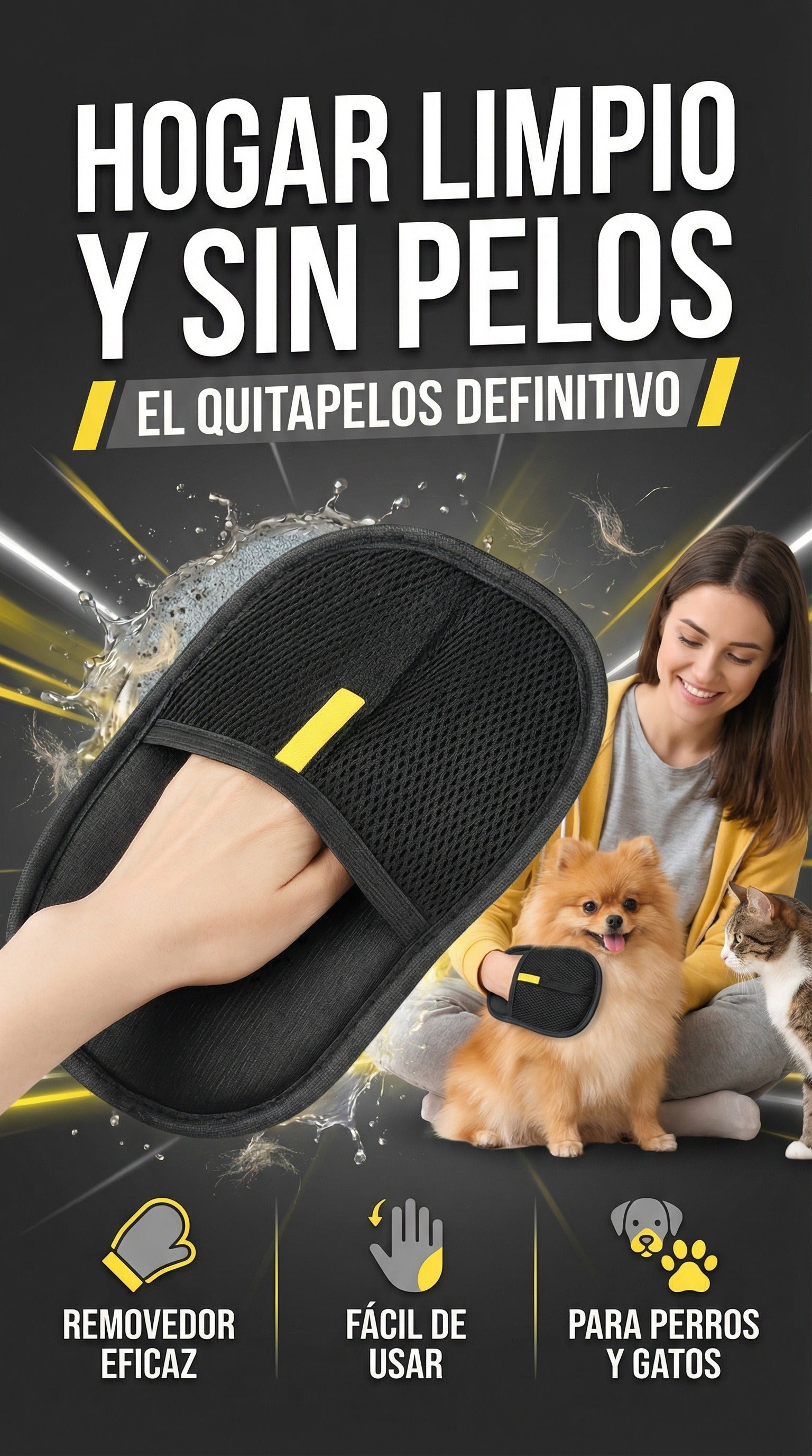 Guante Removedor de Pelo 2 en 1 - Negro